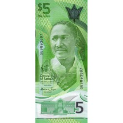 Барбадос 5 долларов 2022 год - Портрет сэра Ф.Воррелла UNC