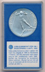Финляндия 100 марок 1989 год - Чемпионат мира по лыжным гонкам