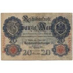 Германия 20 марок 1907 год - VG