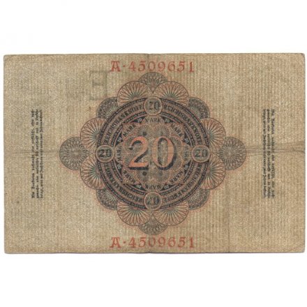 Германия 20 марок 1907 год - VG