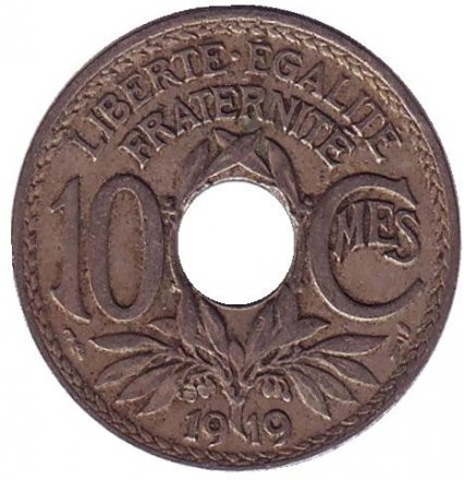 Франция 10 сантимов 1919 год