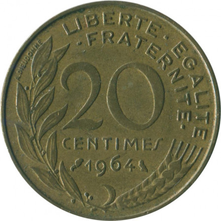 Франция 20 сантимов 1964 год - Марианна