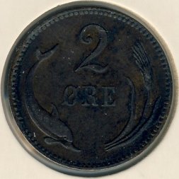 Дания 2 эре 1883 год