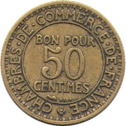 Франция 50 сантимов 1927 год