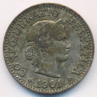 Швейцария 10 раппенов 1901 год
