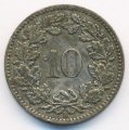 Швейцария 10 раппенов 1901 год