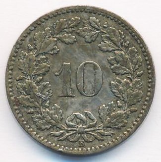 Швейцария 10 раппенов 1901 год
