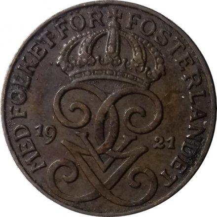 Швеция 1 эре 1921 год - Король Густав V