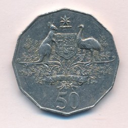 Монета Австралия 50 центов 2001 год - 100-летие Федерации. Австралийский герб