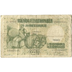 Бельгия 50 франков (10 белгас) 1943 год - F