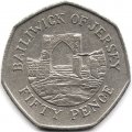 Джерси 50 пенсов 1997 год (диаметр 27.3 мм)