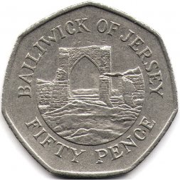 Джерси 50 пенсов 1997 год (диаметр 27.3 мм)