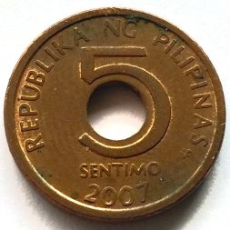 Филиппины 5 сентимо 2007 год
