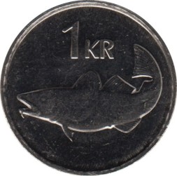 Монета Исландия 1 крона 2011 год - Треска