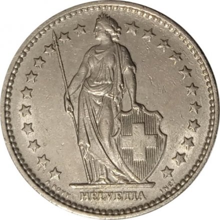 Швейцария 2 франка 1970 год
