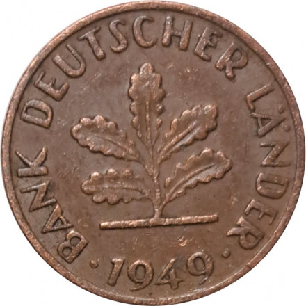 ФРГ 1 пфенниг 1949 год (F)