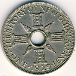 Монета Новая Гвинея 1 пенни 1929 год