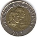 Филиппины 10 песо 2011 год Мабини и Бонифасио