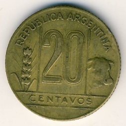 Аргентина 20 сентаво 1945 год
