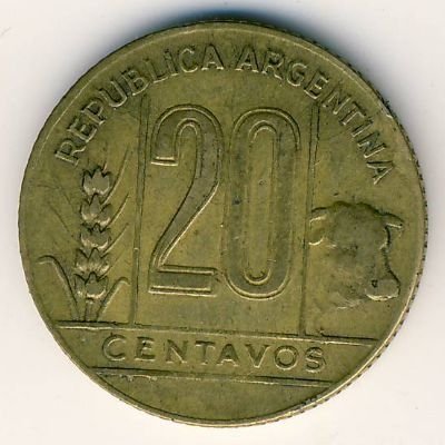 Аргентина 20 сентаво 1945 год