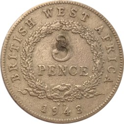 Британская Западная Африка 3 пенса 1943 год (KN)