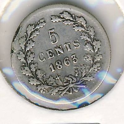 Нидерланды 5 центов 1863 год