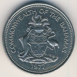 Монета Багамские острова 25 центов 1977 год