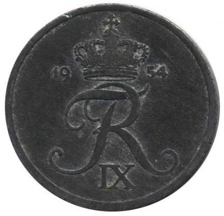 Дания 2 эре 1954 год - Король Фредерик IX