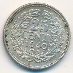 Нидерланды 25 центов 1940 год