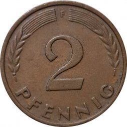 ФРГ 2 пфеннига 1961 год (F)