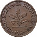 ФРГ 2 пфеннига 1961 год (F)
