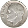США 1 дайм (10 центов) 1952 год - Франклин Рузвельт (без отметки МД)