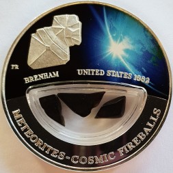 Фиджи 10 долларов 2012 год - Метеорит Brenham (США 1882) в футляре