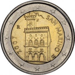 Сан-Марино 2 евро 2007 год - Дворец Правительства