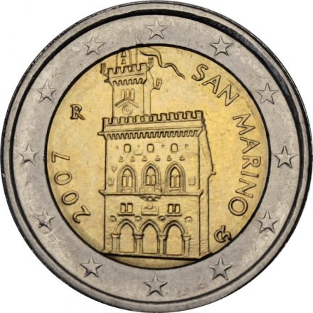 Сан-Марино 2 евро 2007 год - Дворец Правительства