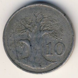 Монета Зимбабве 10 центов 1980 год