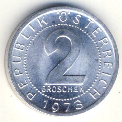 Австрия 2 гроша 1973 год