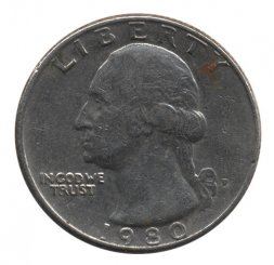 США 25 центов (1/4 доллара) 1980 год - Джордж Вашингтон (P)