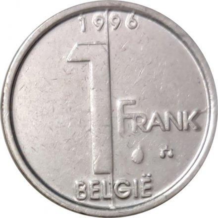 Бельгия 1 франк 1996 год BELGIE