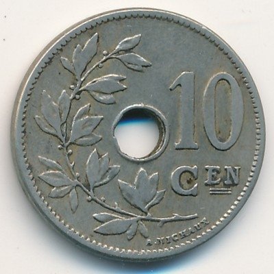 Бельгия 10 сантимов 1903 год BELGIE