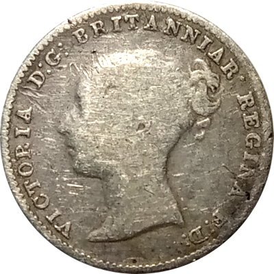 Великобритания 3 пенса 1862 год