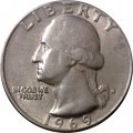 США 25 центов (1/4 доллара) 1969 год - Джордж Вашингтон (D)