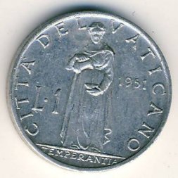 Ватикан 1 лира 1951 год