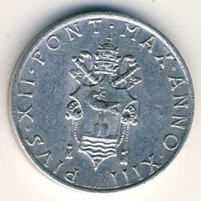 Ватикан 1 лира 1951 год