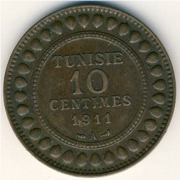 Тунис 10 сантимов 1911 год