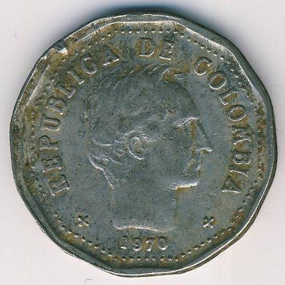 Колумбия 50 сентаво 1970 год