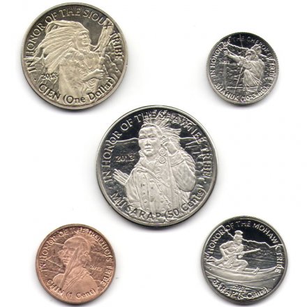 Набор из 5 жетонов США 2013 год (In Honor) Индейцы