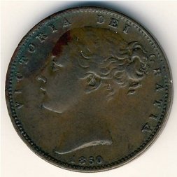 Великобритания 1 фартинг 1850 год