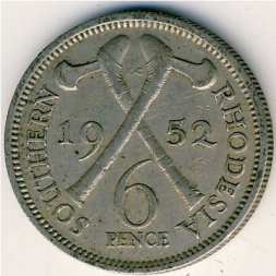 Южная Родезия 6 пенсов 1952 год