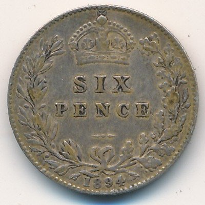 Великобритания 6 пенсов 1894 год
